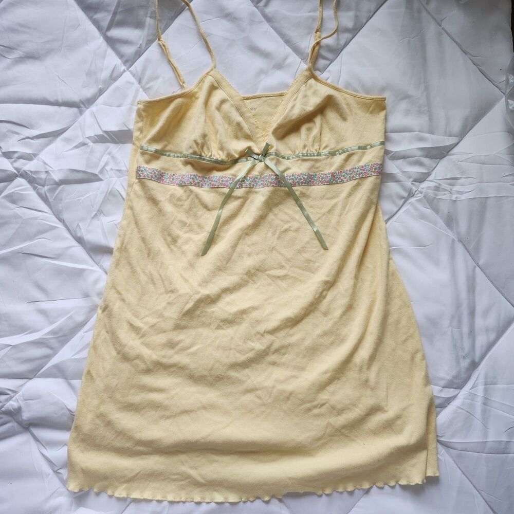 Relativity Yellow Spring Summer Floral Babydoll Cami Size L